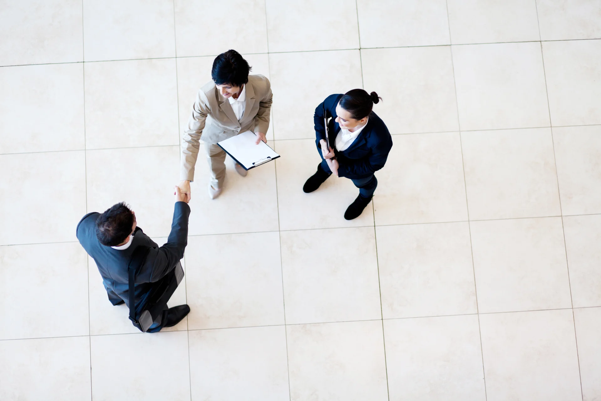 Aerial view of business meeting
